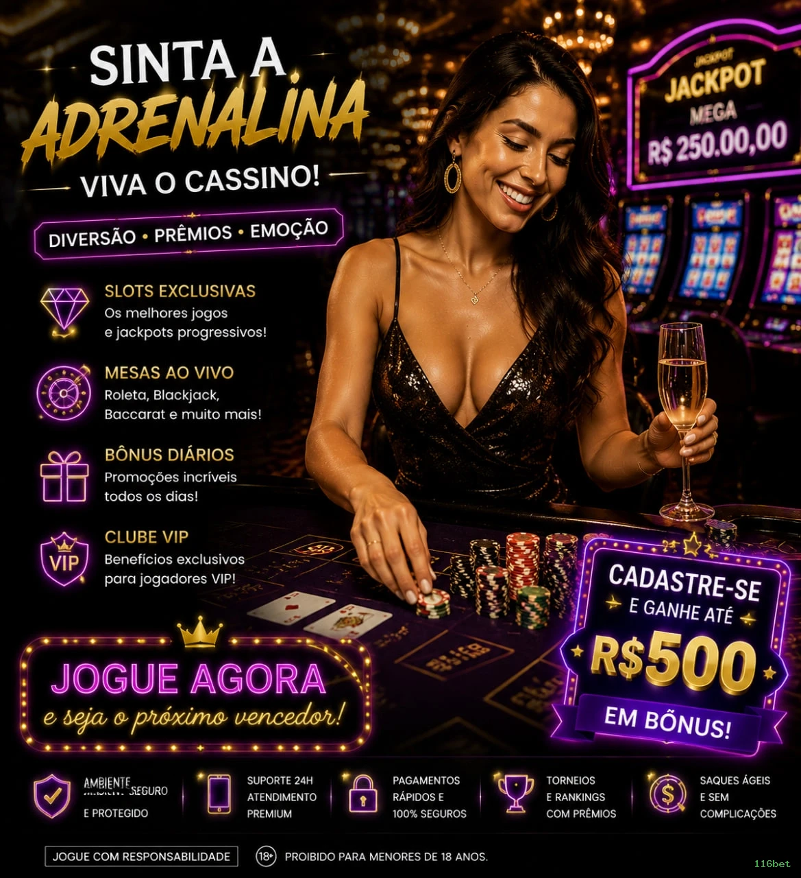 Imagem promocional do cassino online da 116bet mostrando jogos ao vivo